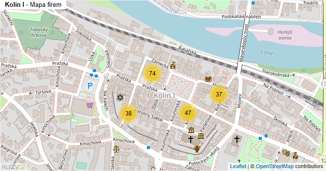 Kolín I - mapa firem
