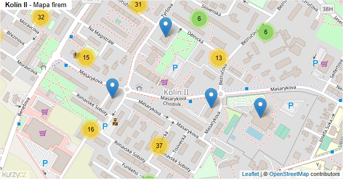 Kolín II - mapa firem