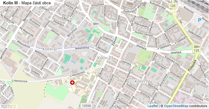 Kolín III - mapa části obce