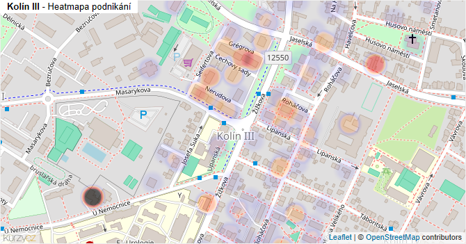 Kolín III - mapa podnikání