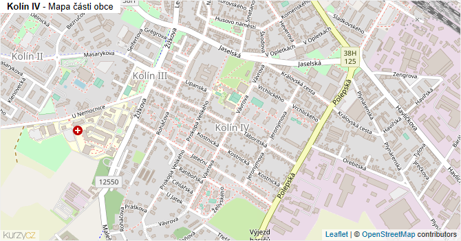 Kolín IV - mapa části obce
