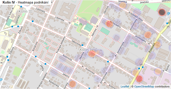 Kolín IV - mapa podnikání