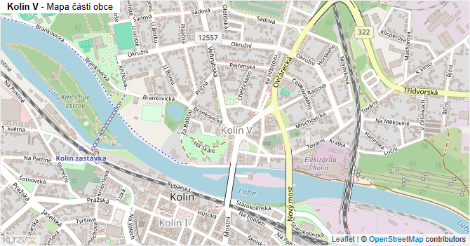 Kolín V - mapa části obce
