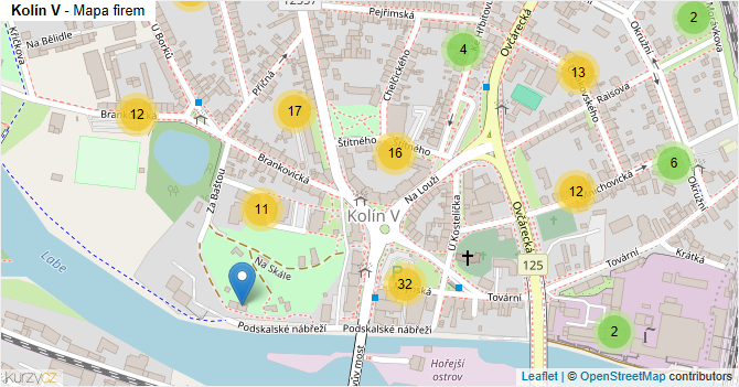 Kolín V - mapa firem