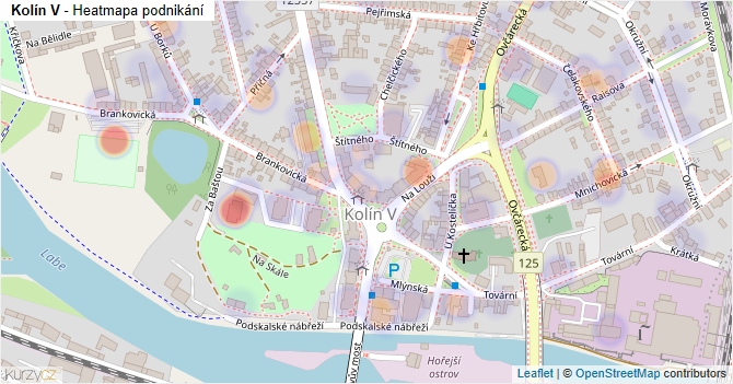 Kolín V - mapa podnikání