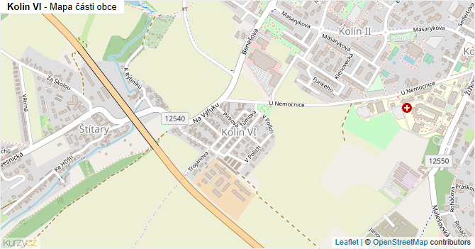 Kolín VI - mapa části obce