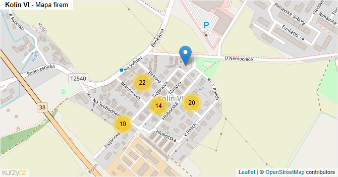 Kolín VI - mapa firem