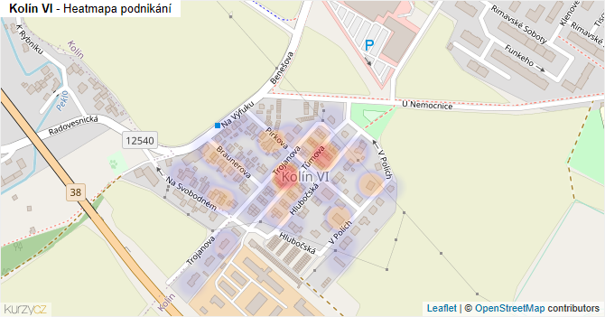 Kolín VI - mapa podnikání