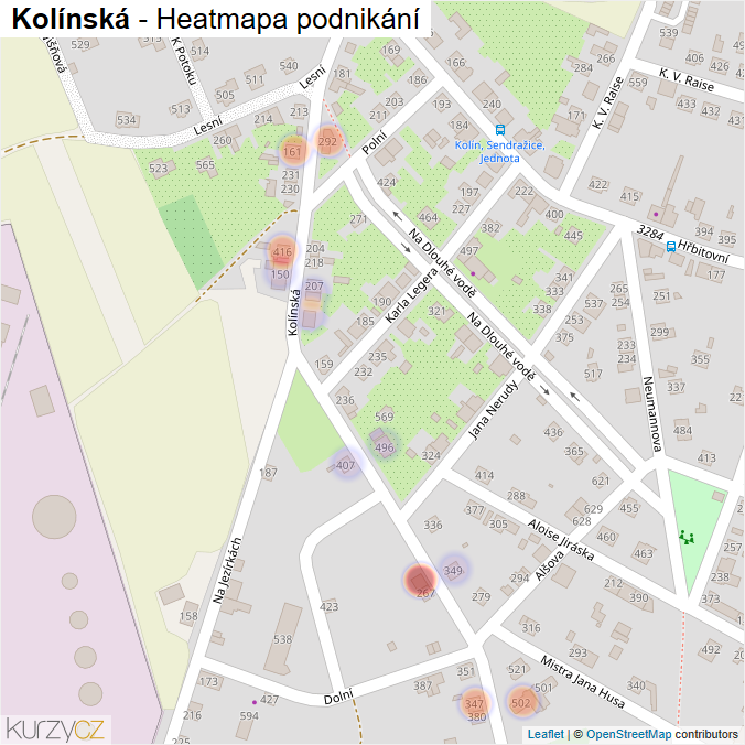 Mapa Kolínská - Firmy v ulici.
