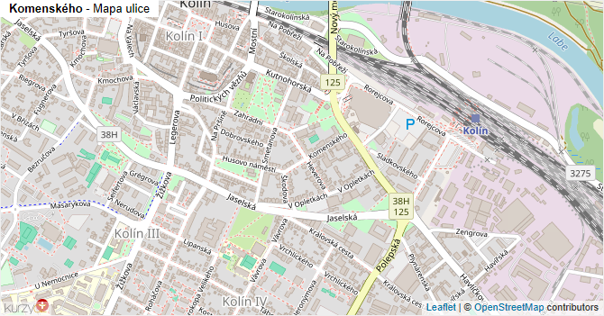 Komenského - mapa ulice