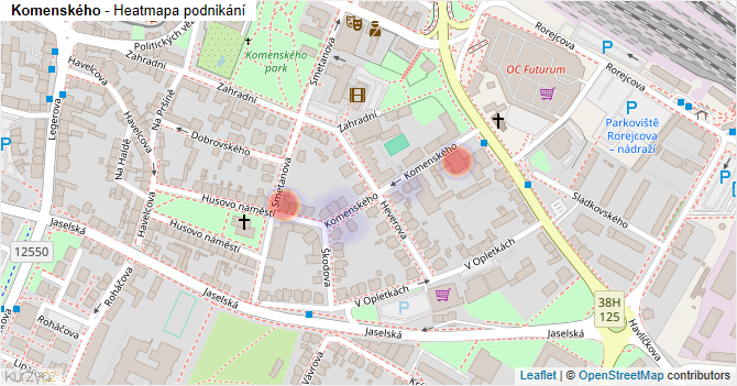 Komenského - mapa podnikání
