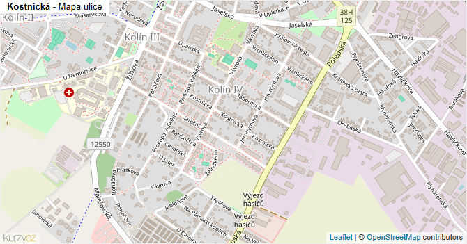 Kostnická - mapa ulice