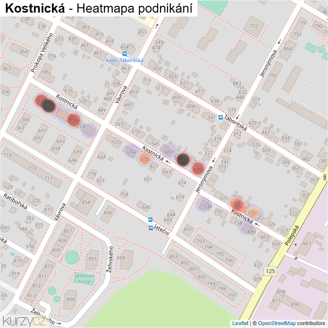 Mapa Kostnická - Firmy v ulici.