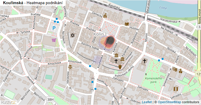 Kouřimská - mapa podnikání