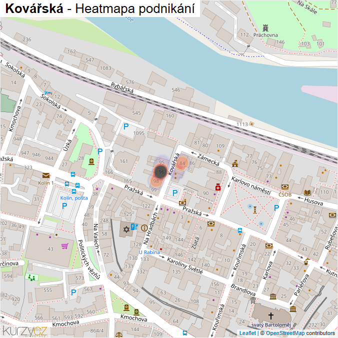 Mapa Kovářská - Firmy v ulici.