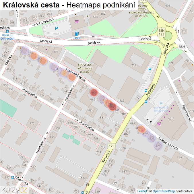Mapa Královská cesta - Firmy v ulici.