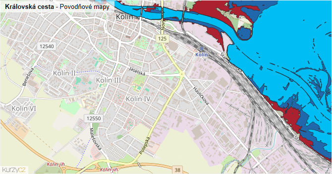 Královská cesta - záplavové mapy stoleté vody