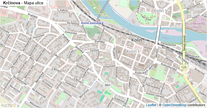 Krčínova - mapa ulice