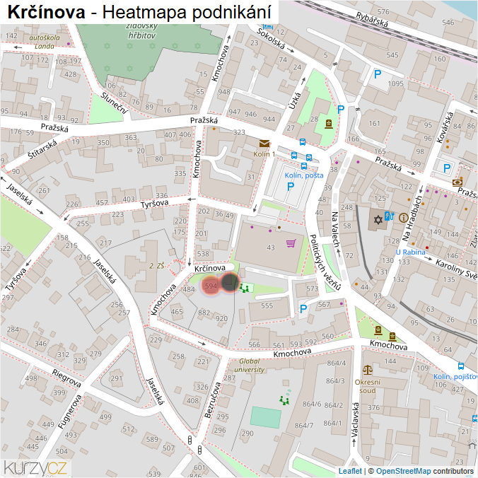 Mapa Krčínova - Firmy v ulici.
