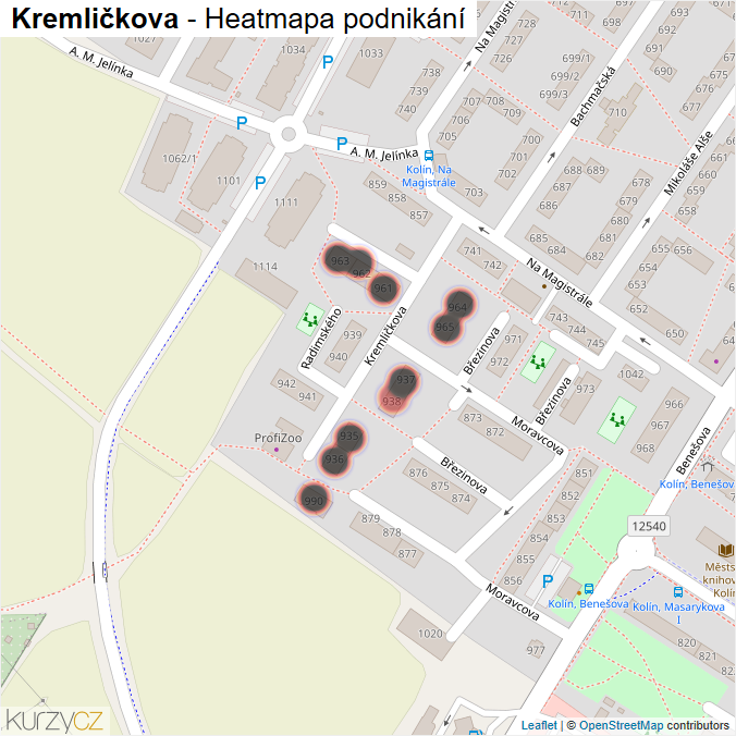 Mapa Kremličkova - Firmy v ulici.