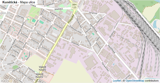 Kunětická - mapa ulice