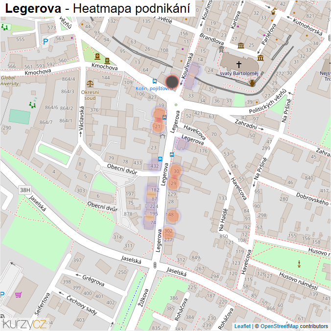 Mapa Legerova - Firmy v ulici.