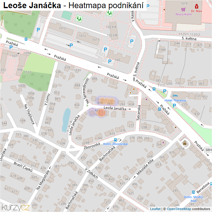 Mapa Leoše Janáčka - Firmy v ulici.