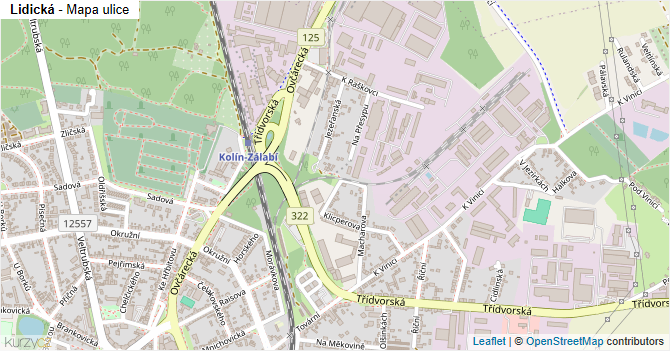 Lidická - mapa ulice