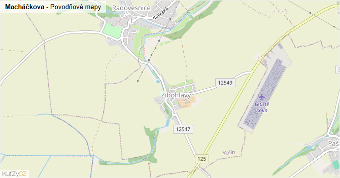 Macháčkova - záplavové mapy stoleté vody