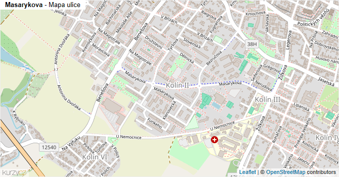 Masarykova - mapa ulice