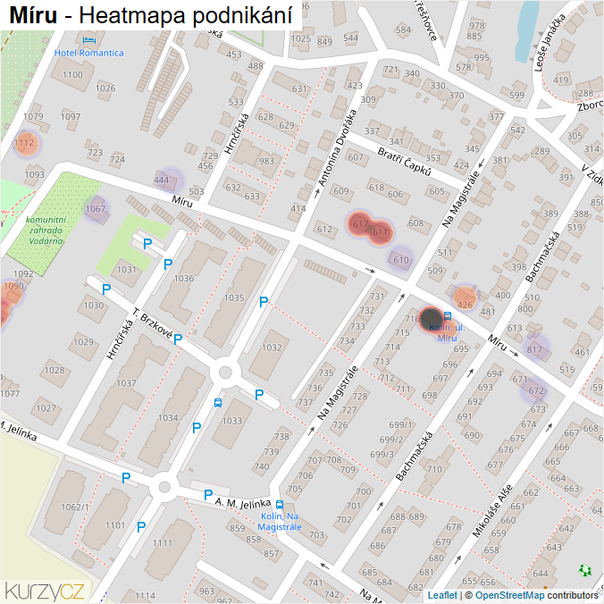 Mapa Míru - Firmy v ulici.