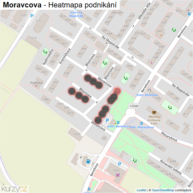 Mapa Moravcova - Firmy v ulici.