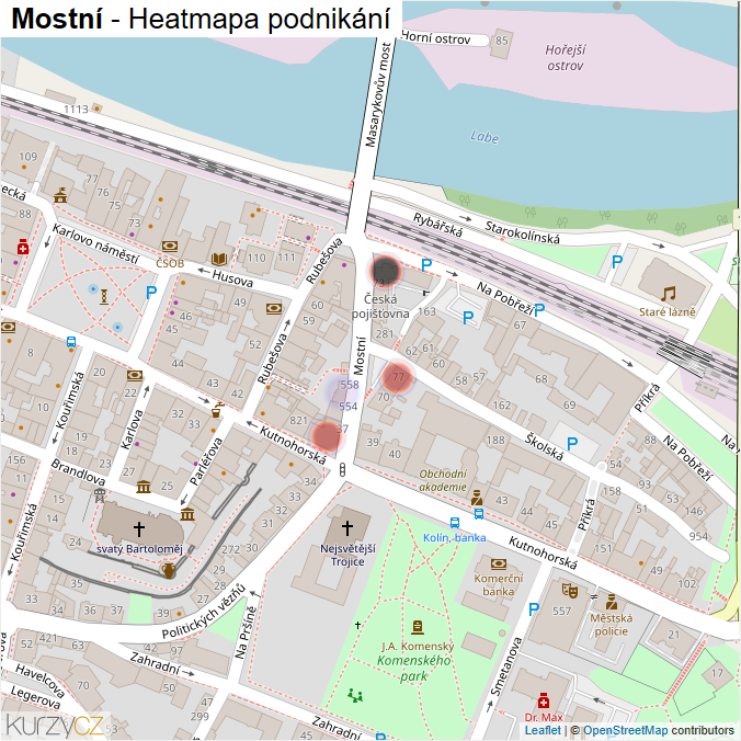 Mapa Mostní - Firmy v ulici.
