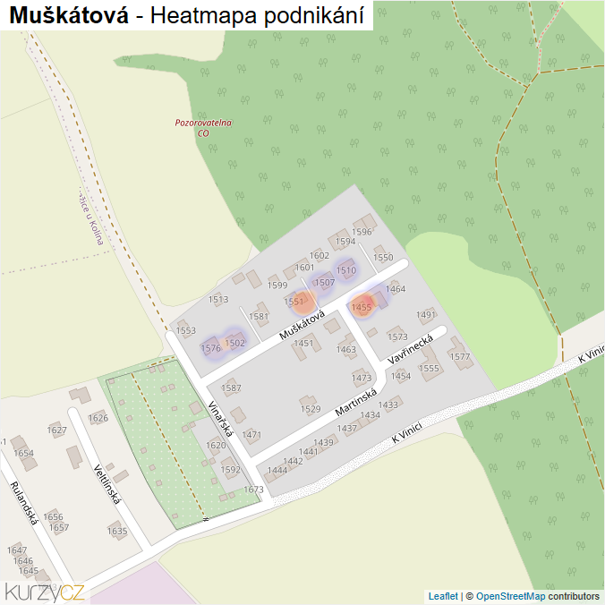 Mapa Muškátová - Firmy v ulici.