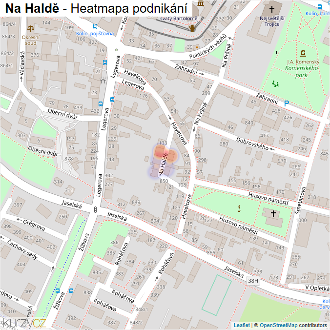 Mapa Na Haldě - Firmy v ulici.