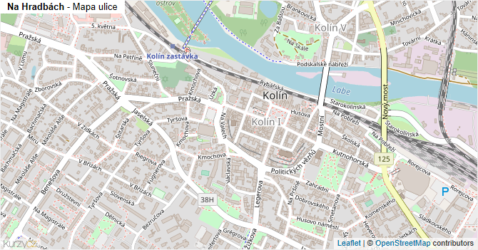 Na Hradbách - mapa ulice