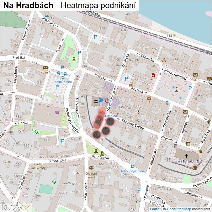 Mapa Na Hradbách - Firmy v ulici.