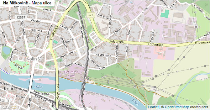 Na Měkovině - mapa ulice