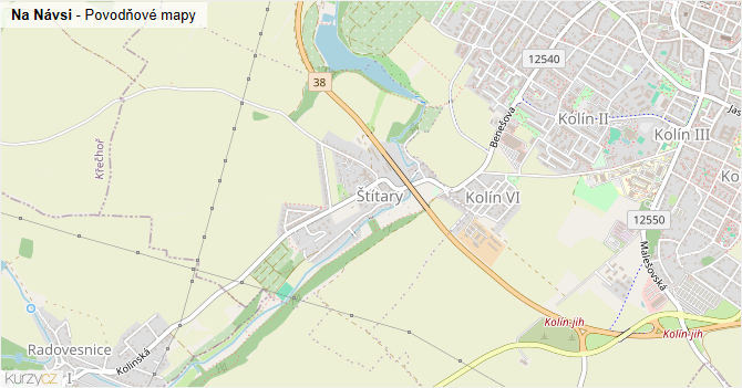 Na Návsi - záplavové mapy stoleté vody