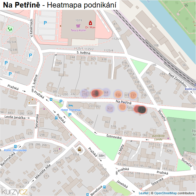 Mapa Na Petříně - Firmy v ulici.