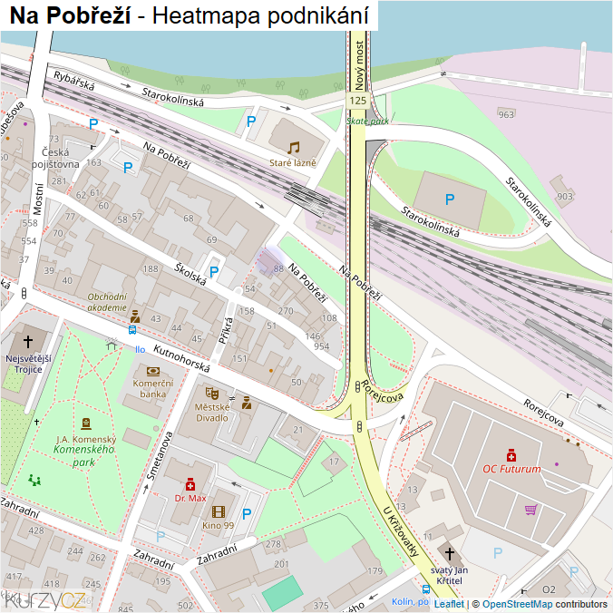 Mapa Na Pobřeží - Firmy v ulici.