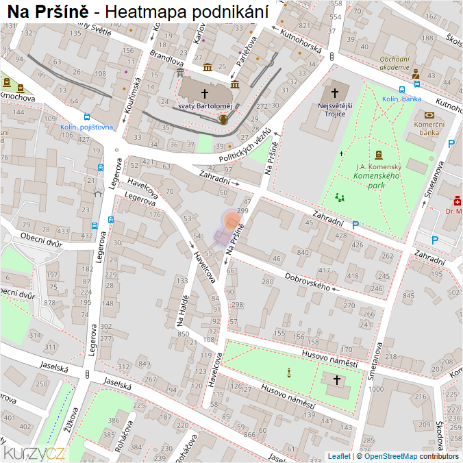Mapa Na Pršíně - Firmy v ulici.