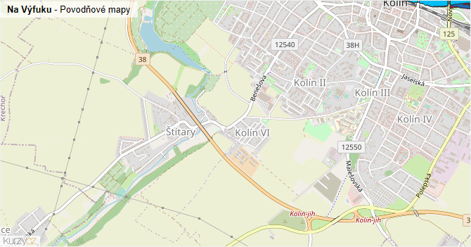 Na Výfuku - záplavové mapy stoleté vody