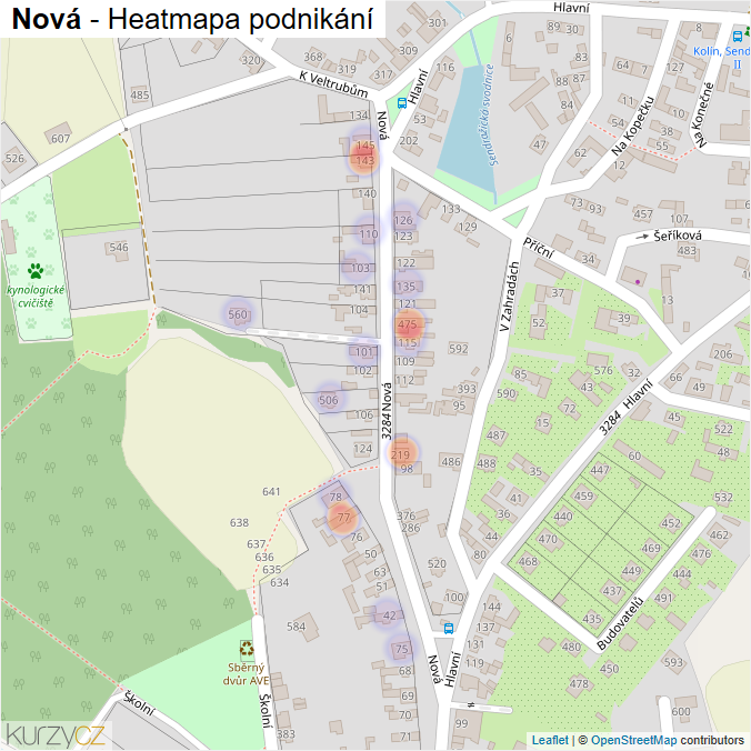 Mapa Nová - Firmy v ulici.