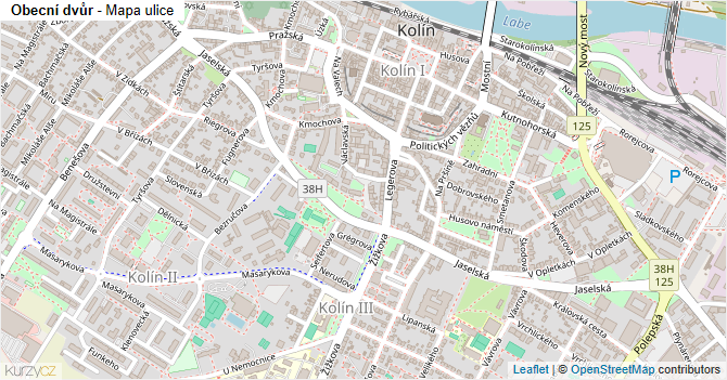 Obecní dvůr - mapa ulice