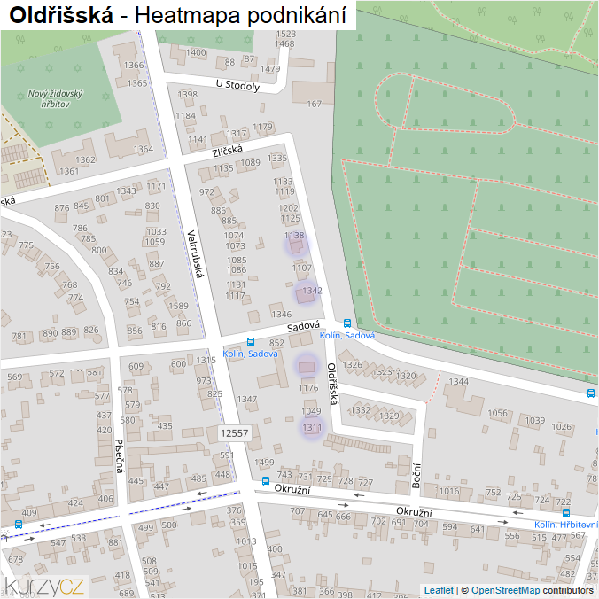 Mapa Oldřišská - Firmy v ulici.