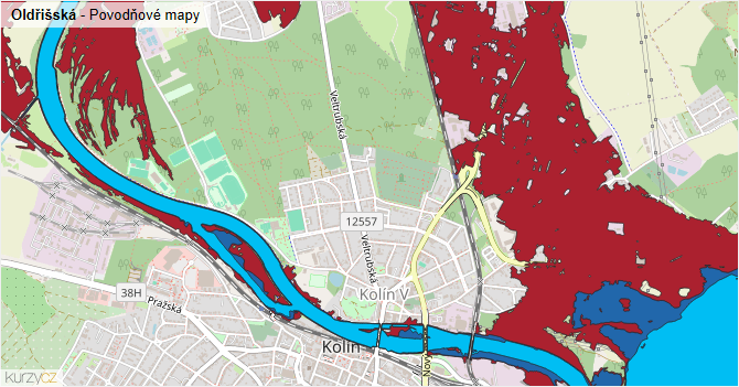 Oldřišská - záplavové mapy stoleté vody