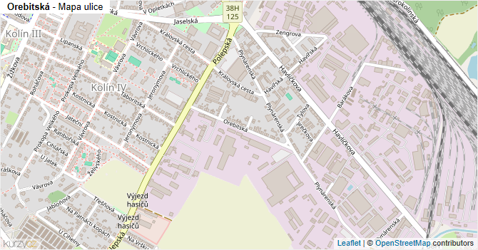 Orebitská - mapa ulice