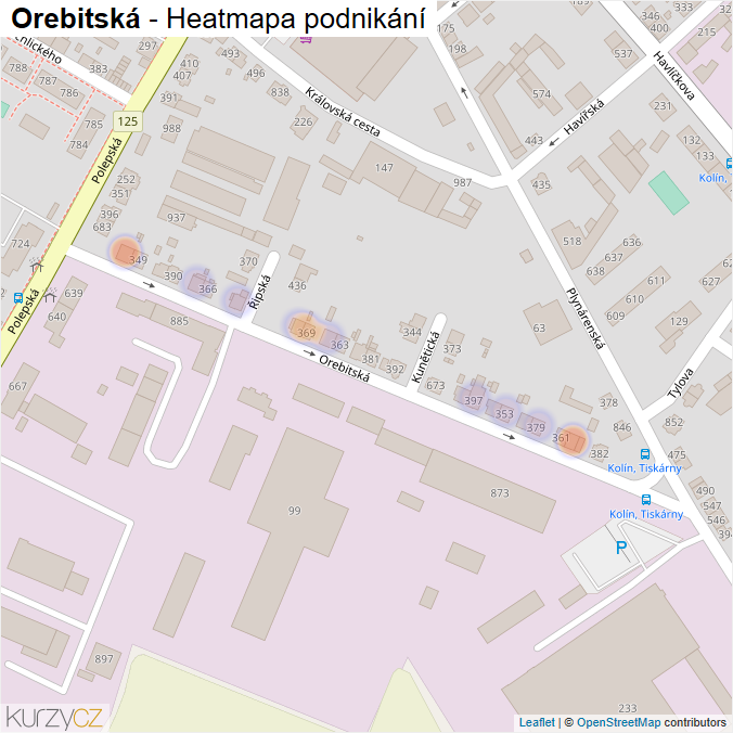 Mapa Orebitská - Firmy v ulici.