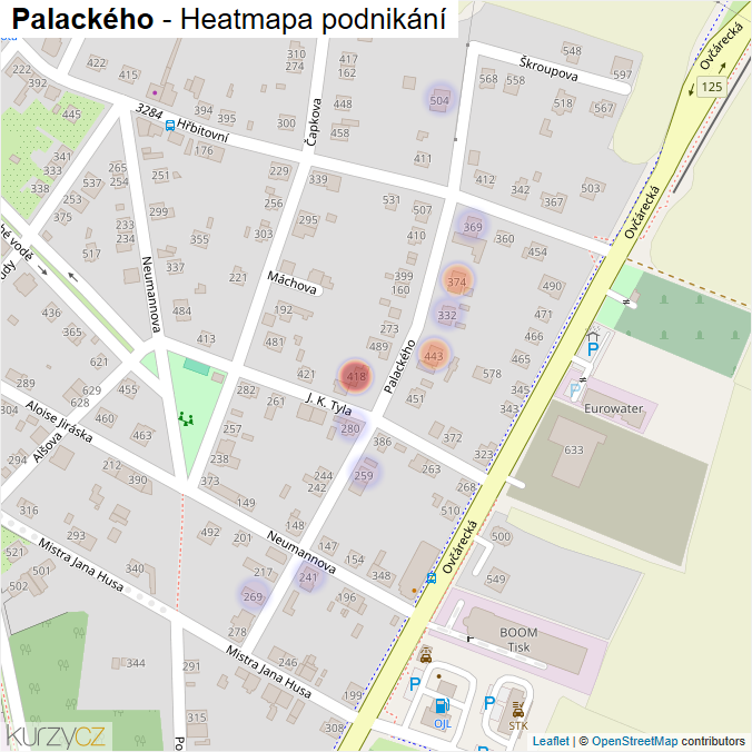 Mapa Palackého - Firmy v ulici.